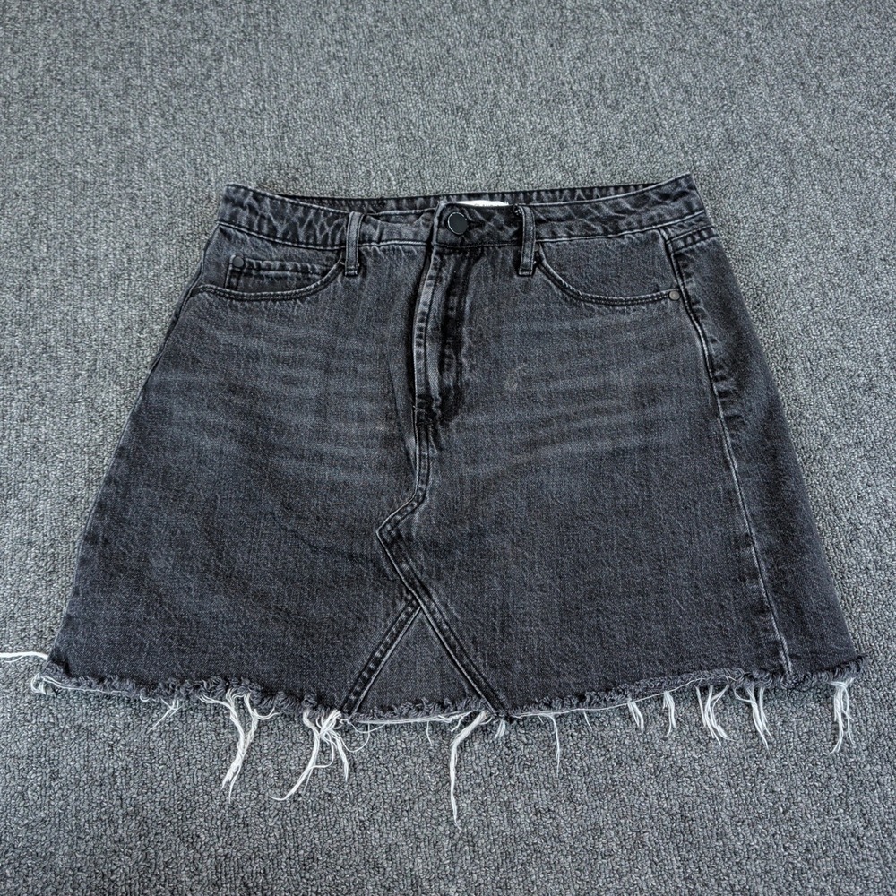 BP. x Claudia Sulewski Womens Denim Mini Skirt 28 Cotton Black Raw Hem Boho Edgy — photo 2